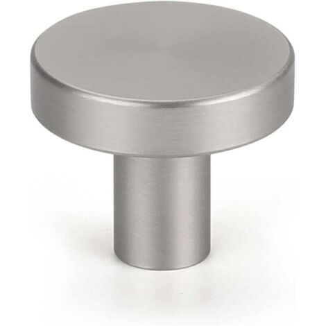 Lot de 4 boutons de meuble ronds en acier inoxydable brossé avec un trou (1/4)