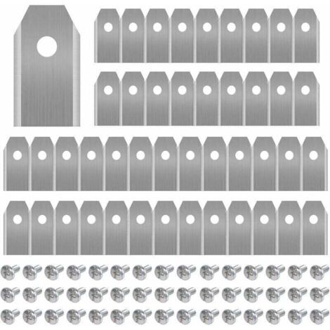 45 x Lames de Couteau en Titane pour Toutes Les Tondeuses Robotiques Husqvarn/Automower/ Yardforce/Gardena(3g-0.75mm) Avec 45 Vis, Lames de Rechange pour Modles 105,310,315,320,420,430x,r40i (1/4)