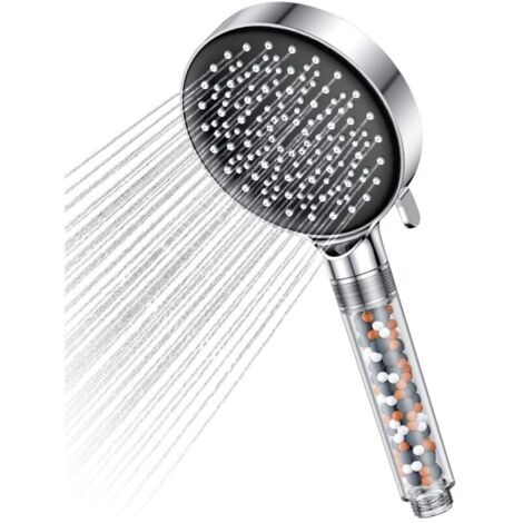 Pommeau de douche  avec filtre à économie d'eau, pommeau de douche effet pluie pour salle de bain avec 5 jets différents, noir (1/4)