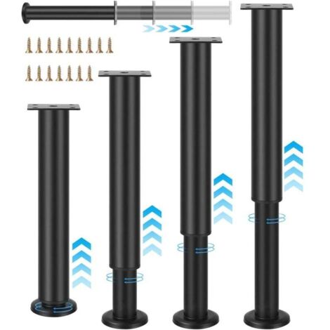 4 pièces Pied de Meuble Pied de Support de Lit Pieds Pied Reglable pour Meuble 25-42 cm,Pieds de Meuble pour Canapé,Pied canapé,pour Table Chaise Armoires Canapé Jambe,Lit, Table Pieds,Noir (1/4)