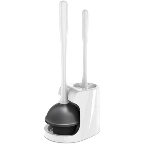 Ensemble déboucheur et brosse pour cuvette de toilettes, blanc, 1 ensemble (1/4)