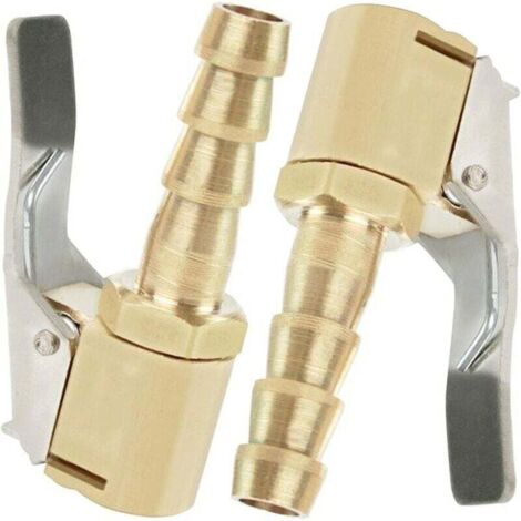 2 Pices Embout de Gonflage,Embout Gonflage Pneu Voiture,Embout Gonfleur avec Clip,Gonflage Valve Clip Pince Connecteur Adaptateur,pour Valves de Pneu,en Laiton,8mm (1/4)