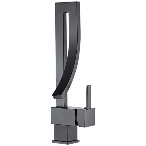 Robinet de salle de bain , mitigeur lavabo pivotant à 360°, mitigeur lavabo monocommande en laiton style moderne, doré (1/4)
