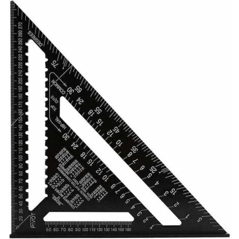querre Triangle Metrique Professionnel, 30cm/300mm querre de Charpentier Haute Prcision, Rgle d\'angle Menuiserie en Alliage d\'aluminium Outil de Mesure Bois Speed Square Noir (1/4)