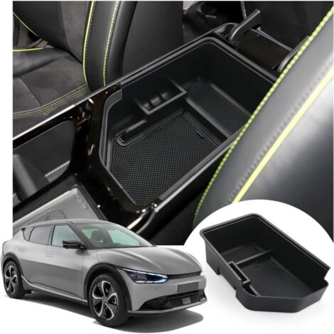 Boîte de rangement multifonctionnelle pour accoudoir de Kia EV6, console centrale, accessoire intérieur de voiture (noir) (1/4)