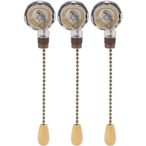 3Pcs Interrupteur à tirette pour ventilateur de plafond, Remplacement anti-corrosion, Commande de lumière à chaîne 250V 3A 125V 6A (1/4)