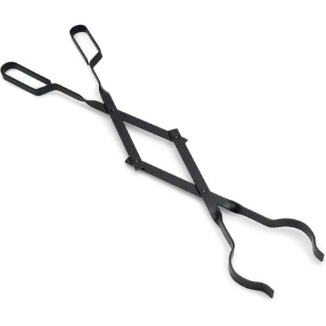 Pince à feu robuste de 66 cm avec poignées, pince à feu d'intérieur pour poêles à bois, pince à feu en fer forgé, pince à bois d'extérieur pour feux de camp, outils de cheminée (1/4)
