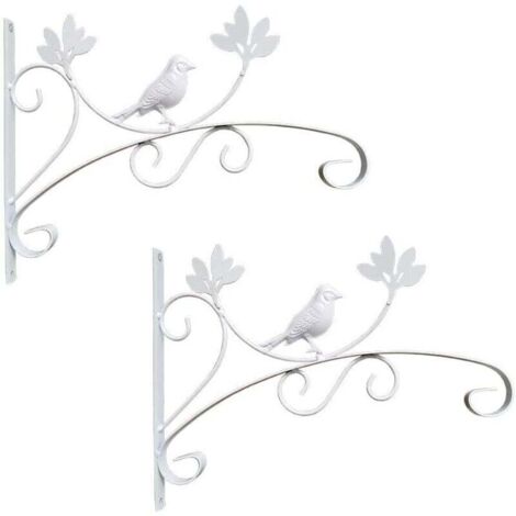 2 crochets blancs en forme d'oiseau pour suspendre des plantes, support de pot de fleurs en métal pour balcon et jardin (1/3)