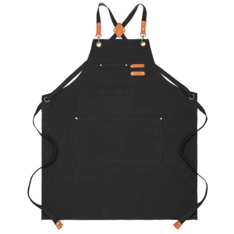 Tabliers en toile, tabliers de travail pour hommes et femmes, tabliers de cuisine avec sangle réglable et 3 poches, cuisine, cuisine, artiste, peinture, (1/4)
