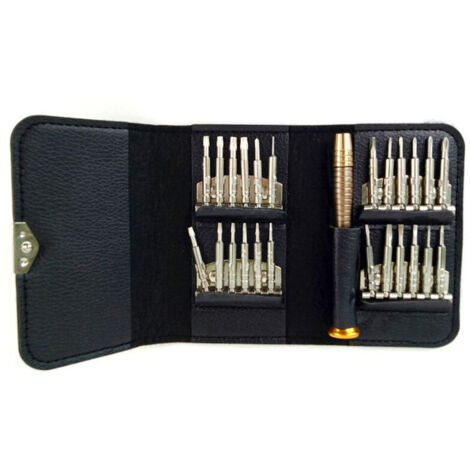 Kit d'outils de réparation de tournevis portable 25-en-1, Tournevis pour ordinateurs MacBook Pro Tablettes PC Portables Montres de téléphone portable Lunettes iPad (1/4)