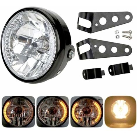 Phare de moto rond Projecteur LED avec support de montage LED halogène 12V 7"