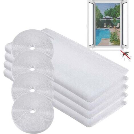 Moustiquaire Fenêtre Filet, Filet Écran Insecte, Moustiquaires de Fenêtres avec 4 Rouleaux Ruban Adhésif Rideau Fenêtre Anti Insectes Anti Mpustiques Bug Moustique Protecteur Filet, 1.3 M×1.5 (1/4)