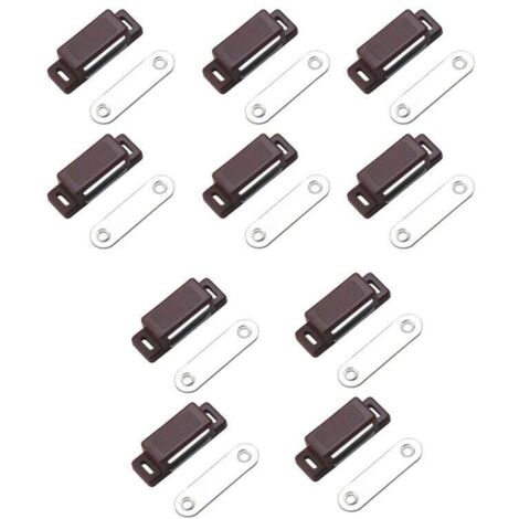 Loqueteau magnétique puissant – force de maintien 4kg – lot de 10 - brun – aimant porte – loqueteau aimant – aimant placard – aimant porte de placard (1/4)