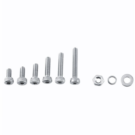 600 pièces Vis à tête cylindrique à six pans creux M2 Vis hexagonales en acier inoxydable avec écrous hexagonaux Assortiment de kit (A : tête cylindrique) (1/4)