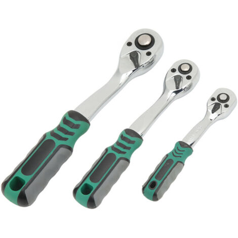Clé à douille à cliquet 72 dents, 3 pièces, en acier inoxydable, à dégagement rapide, pour réparation automobile (1/4)