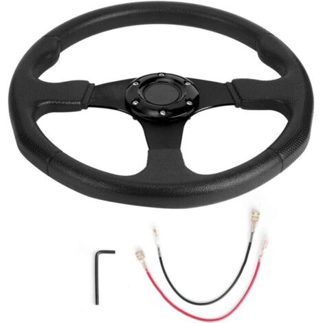 Volant de Sport de voiture de course de 350mm/14in plat profond 6 boulons direction de course modifiée universelle(Noir) (1/4)