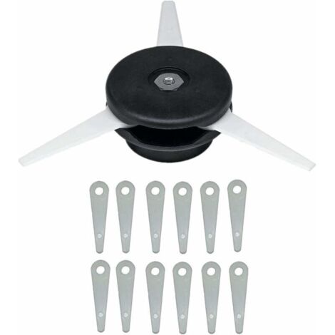 Tête de débroussailleuse de rechange et 12 lames de rechange avec 12 lames en nylon et tête de coupe (1/4)