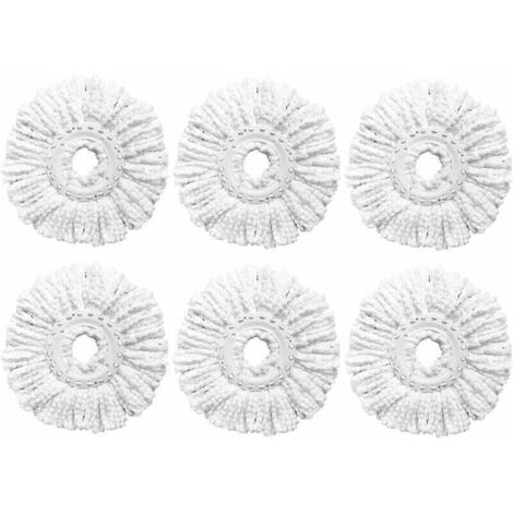 Lot de 6 têtes de rechange pour balai rotatif, compatibles avec les balais rotatifs de taille standard, faciles à nettoyer, recharges en microfibre durables. (1/4)