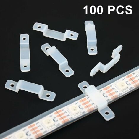 BR-Vie 100 pièces Clips de fixation pour bandes LED, clips pour bandes ...