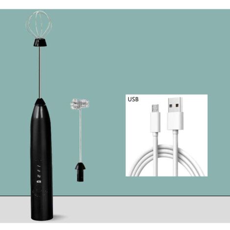 Mousseur à lait électrique USB Accessoire en acier inoxydable (noir) (1/4)