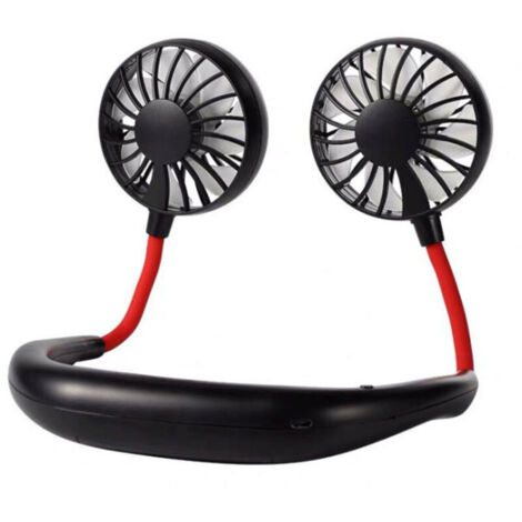 Mini ventilateur tour de cou portable, libres USB, rechargeable, ventilateur de bureau, ventilateur de collier avec double tête de vent, 3 vitesses, lumière LED pour voyage, sport, extérieur (1/4)