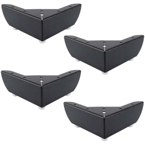 Lot de 4 pieds de meubles en métal noir 55 mm, adaptés aux tables basses, meubles, lits, canapés, silencieux et antidérapants (1/4)