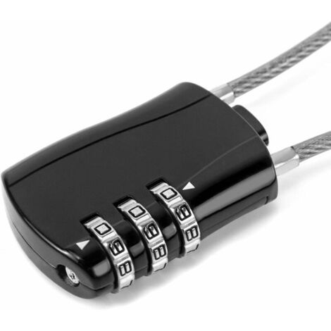 Cadenas à Câble Rétractable Avec Combinaison Numérique – 51 Cm, Antivol Pour Casque Moto, Vélo, Snowboard, Skis, Valise – Noir