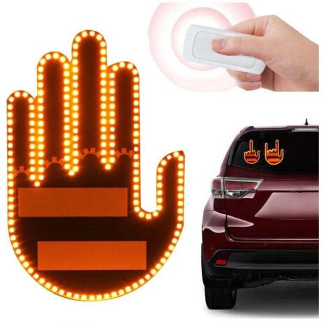 Lumière de voiture à geste amusant avec télécommande, clignotant au doigt, panneau LED de rage au volant pour voiture et camion (1/4)