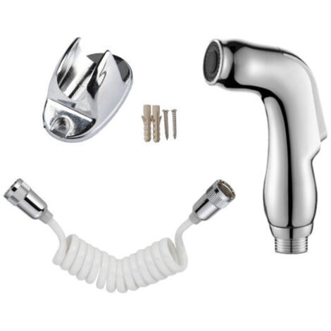 Complet avec pommeau de douche, tuyau de douche de 1,5 mètre et support de pommeau de douche. douchette toilette wc,kit douchette wc,flexible wc,kit hygiene wc,argent (1/4)