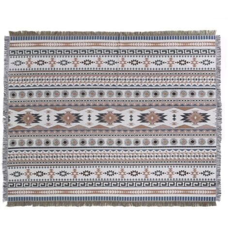 1 pièce 160 x 130 cm Bohème Treillis Motif Frange Tricoté Couverture Simple Doux Confortable Protection Contre le Froid pour Canapé Canapé Lit Sieste (1/4)