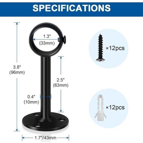 Lot De 4 Supports De Tringle à Rideaux Blancs Très Résistants - Avec Vis Et Chevilles, Pour Tringles De 2,5 à 3,1 Cm