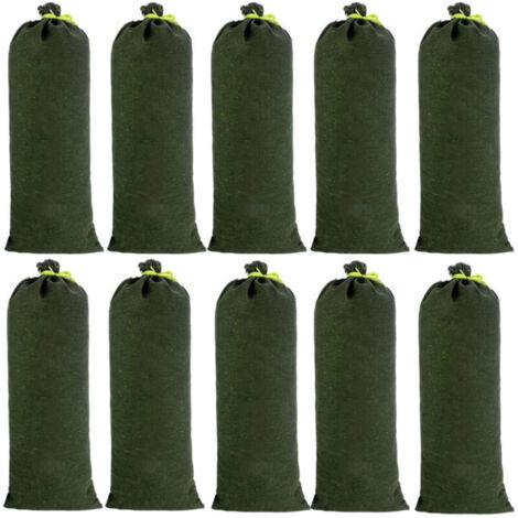 Lot de 10 sacs de sable en toile pour barrière anti-inondation, conception améliorée, couleurs inaltérables, pour le drainage des garages, magasins, écoles, gares, bâtiments, usines, entrepôts, 3070 c