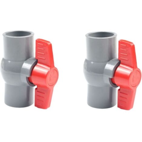 Deux vannes à bille en PVC, raccords droits pour vanne à bille en plastique U-PVC pour le contrôle du débit et l'arrêt (φ32 mm) - (1/4)