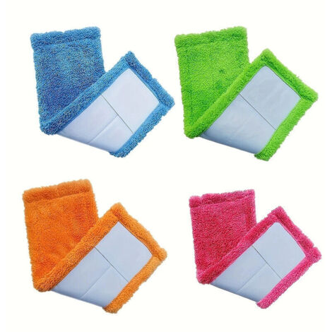 Lot de 4 têtes de balai en polaire corail, lingettes de rechange hautement absorbantes et durables pour le nettoyage de la maison (1/4)