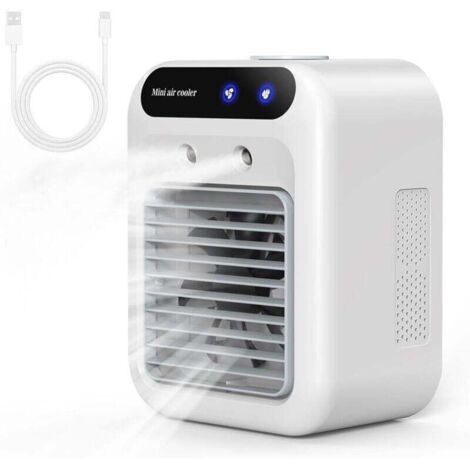 Climatiseur portable , climatiseur mobile silencieux, rafraîchisseur d'air 500 ml, 2 vitesses + 2 modes de brumisation, réglage de la direction du flux d'air sur 20°, mini climatiseur (1/4)
