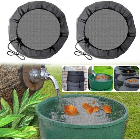 2 Pièces filet pour citerne de pluie,housse pour tonneau de pluie avec cordon de serrage,housse pour tonneau de pluie ronde,protection contre les moustiques et les feuilles(ø 95 cm) (1/4)