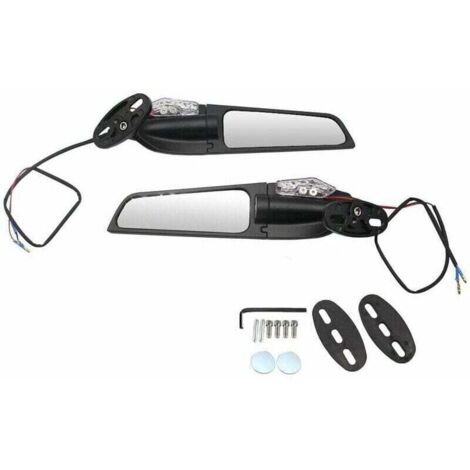 2pcs moto modifié vent aile pivotante universel rétroviseur aileron 90 ° rotatif réglable rétroviseurs latéraux avec clignotants