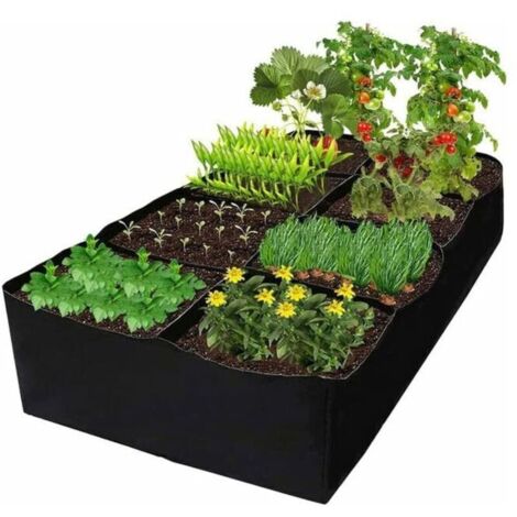 Ineasicer Sacs à Plantes 486L Non tissé Blackline, 8 Plaids Sac de Culture Pot Geotextile, Tissu Pots Fleur Sac Jardin pour Tomates, Poivrons, Carottes, Vegetaux, Bulbes, Pommes de Terre, Pla