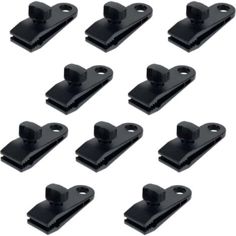 10 Pcs Clips de Tente en Plastique Clips de Bâche de Sécurité Multifonctionnels Pinces de Tente en Nylon Clips de Bâche pour Camping Bâche Caravane Jardin Parapluie Toile (1/4)