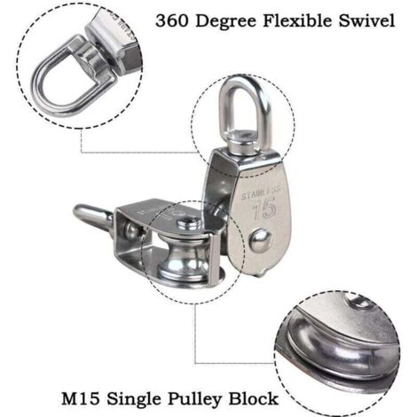 M20 Poulie double en acier inoxydable du bloc 304 de poulie paquet de 2 chargement:75KG | Leroy