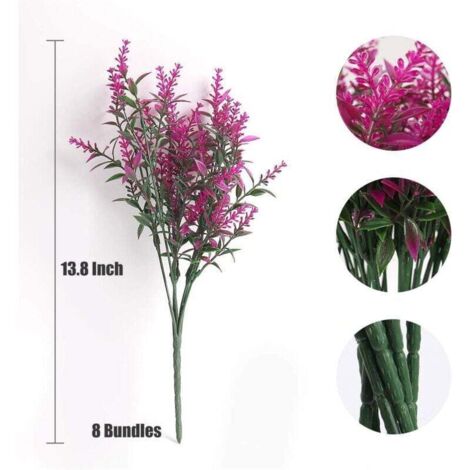 12 Lots Fleurs Artificielles Extérieur Lavande - Plantes Artificielles Pour Jardin Et Décoration Intérieure