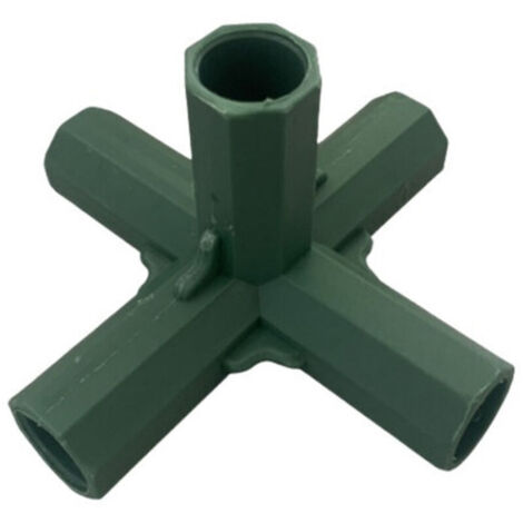 Connecteur d'angle droit à 5 voies pour serre de jardin, raccord en plastique vert Ø16 mm pour tiges métalliques gainées, support structurel (1/4)