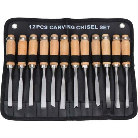 Ensemble de 12 ciseaux à main en bois , outil de gouge pour le travail du bois (1/4)