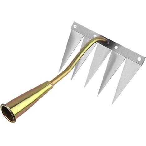 Râteau À Désherbage pour Jardin,Outils de Désherbage pour Jardinage,Désherbeur Manuel Multifonction pour Nivellement et - Outil de Jardin Portable,Cinq dents