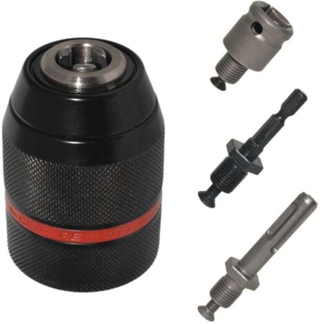 Mandrin Perceuse, 1/2-20 UNF Mandrin, Mandrin Autoserrant, 1.5-13mm Mandrin de Perçage, Adaptateur de mandrin de perçage sans clé, Mandrin SDS Convient à de nombreux types de forets (4) (1/4)