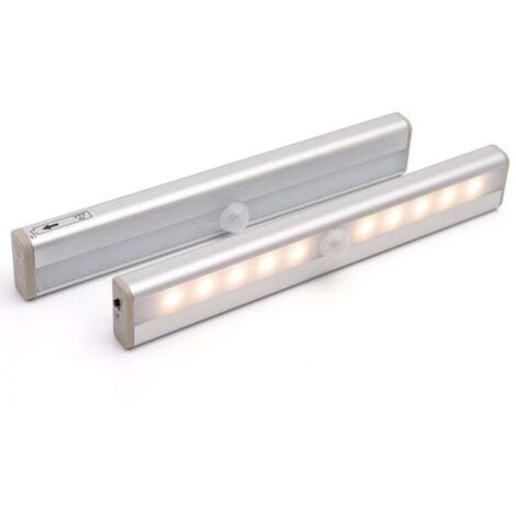 Lampe Detecteur De Mouvement Interieur, Lot De 2 Lampe 10 LED Sans Fil, Lampe Rechargeable USB Détecteurs De Mouvement Avec Magnétisme, Pour Armoires, Escaliers, Couloirs, Garages (1/4)