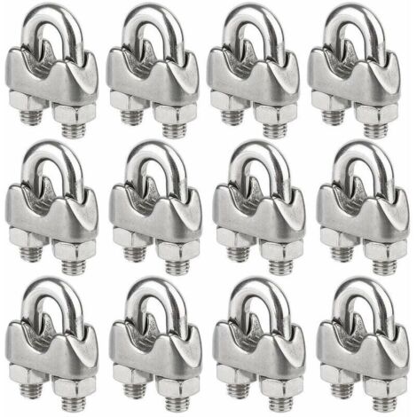 Lot de 12 Serre-câbles étrie en Acier Inoxydable pour Câble Métallique de 4mm Diamètre（M4） (1/4)