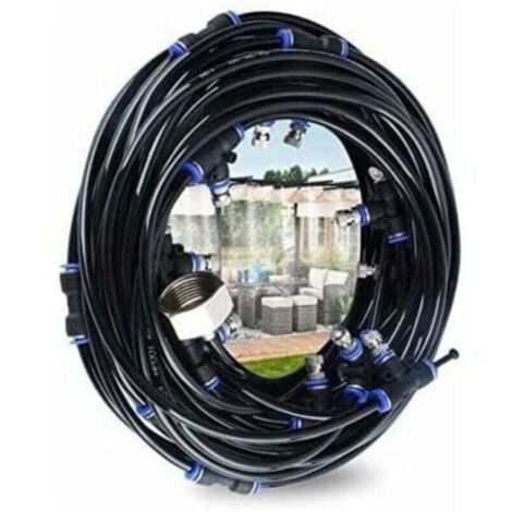 Brumisateur Exterieur,Systme de Brumisation,10M Brumisateur Terrasse avec 9 Buse Brumisateur +1 Buses de Rechange+1Adaptateur (en Laiton, 3/4\"),Brumisateur pour Patio Jardin Serre Trampoline (1/4)