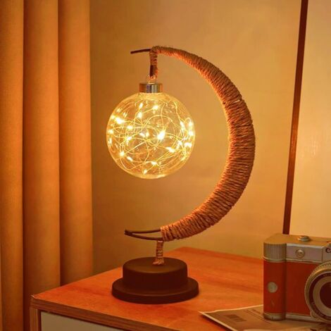 Veilleuse en lumière de lune étoile magique lumière décorative LED pour fêtes, mariages, chambres et bien d'autres occasions (ronde chaude) (1/4)