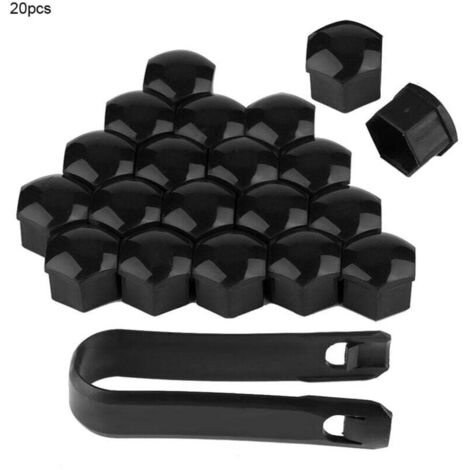 20pcs 19mm Capuchons d'écrou de roue de voiture Auto Hub Vis Cover Bolt Jantes Protection extérieure (Noir) (1/4)